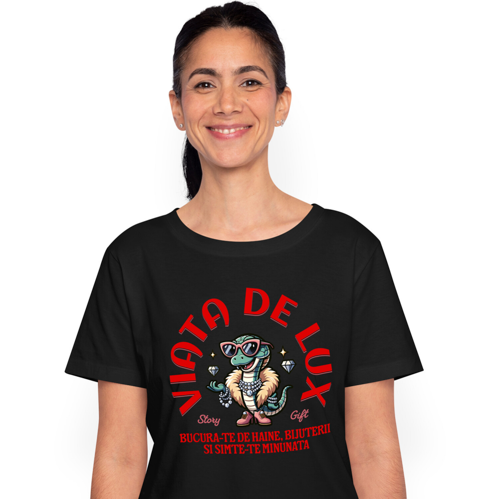 Tricou Femei, Barbati, Copii, Fata, Baiat, Unisex Personalizat Sarpe cu Haină de Blană și Ochelari de Soare, Bijuterii Diamante - Viață de Lux și Stil [1]