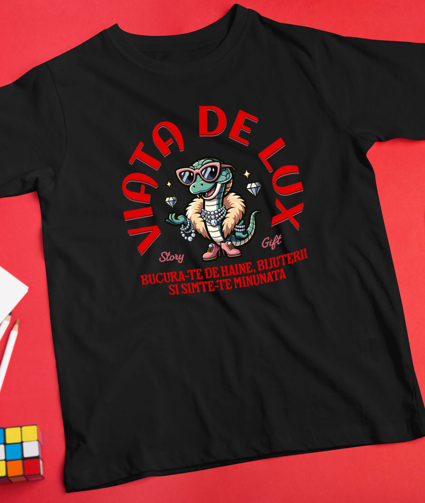 Tricou Femei, Barbati, Copii, Fata, Baiat, Unisex Personalizat Sarpe cu Haină de Blană și Ochelari de Soare, Bijuterii Diamante - Viață de Lux și Stil [3]