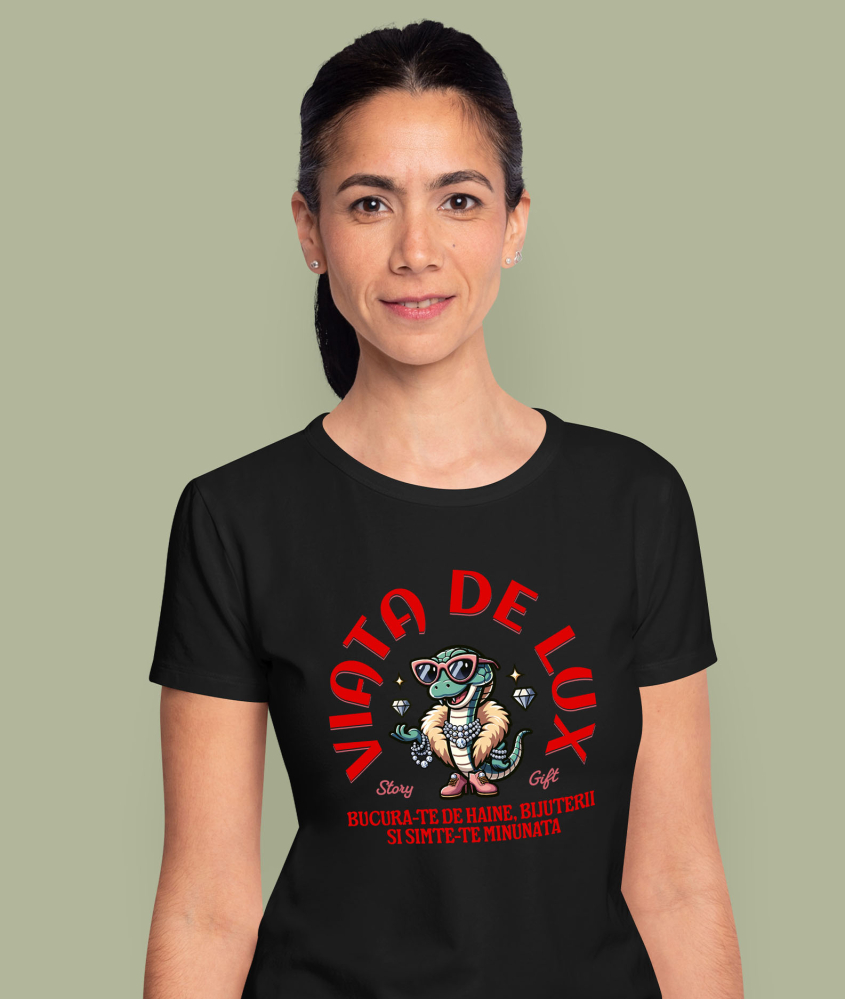 Tricou Femei, Barbati, Copii, Fata, Baiat, Unisex Personalizat Sarpe cu Haină de Blană și Ochelari de Soare, Bijuterii Diamante - Viață de Lux și Stil [2]