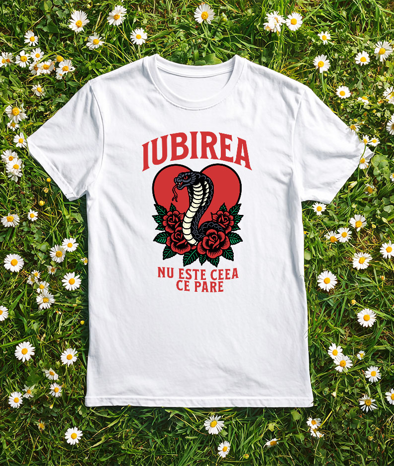 Tricou Femei, Barbati, Copii, Fata, Baiat, Unisex Personalizat „Șarpe Printre Flori Roșii - Cadou Personalizat „Iubirea Nu Este Ceea Ce Pare” pentru Familie, Copii, Tati și Prieteni” [3]