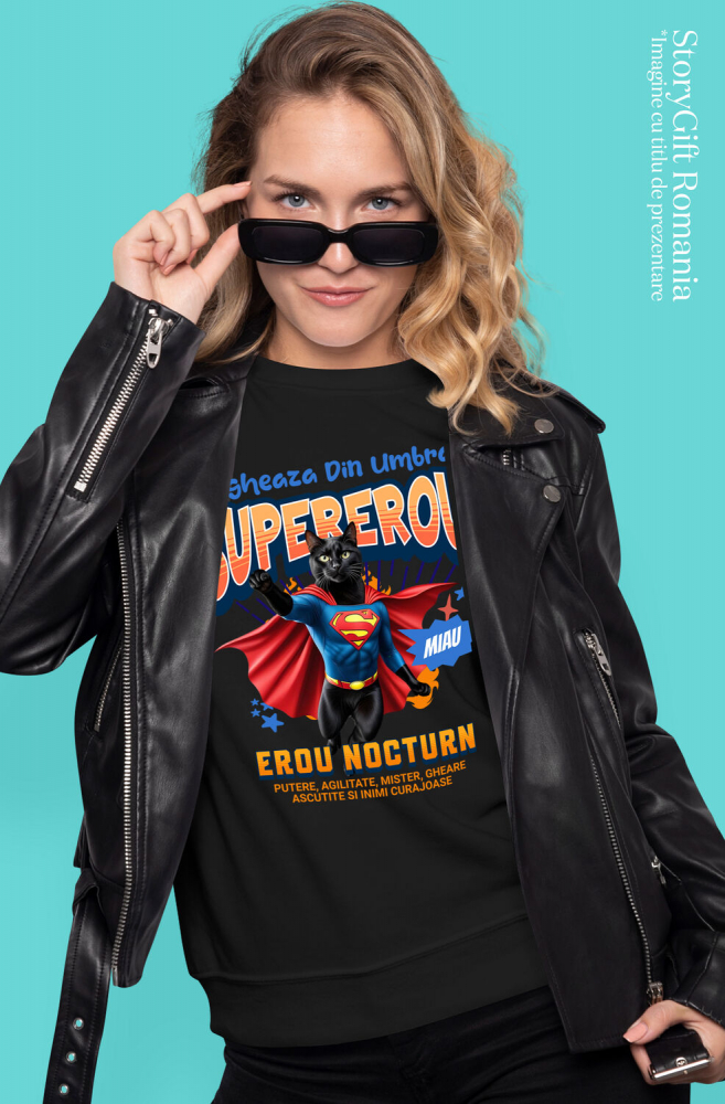 Tricou Femei, Barbati, Copii, Fata, Baiat, Unisex Personalizat Scottish Fold în Costum de Superman – Cadou pentru Iubitorii de Pisici [2]
