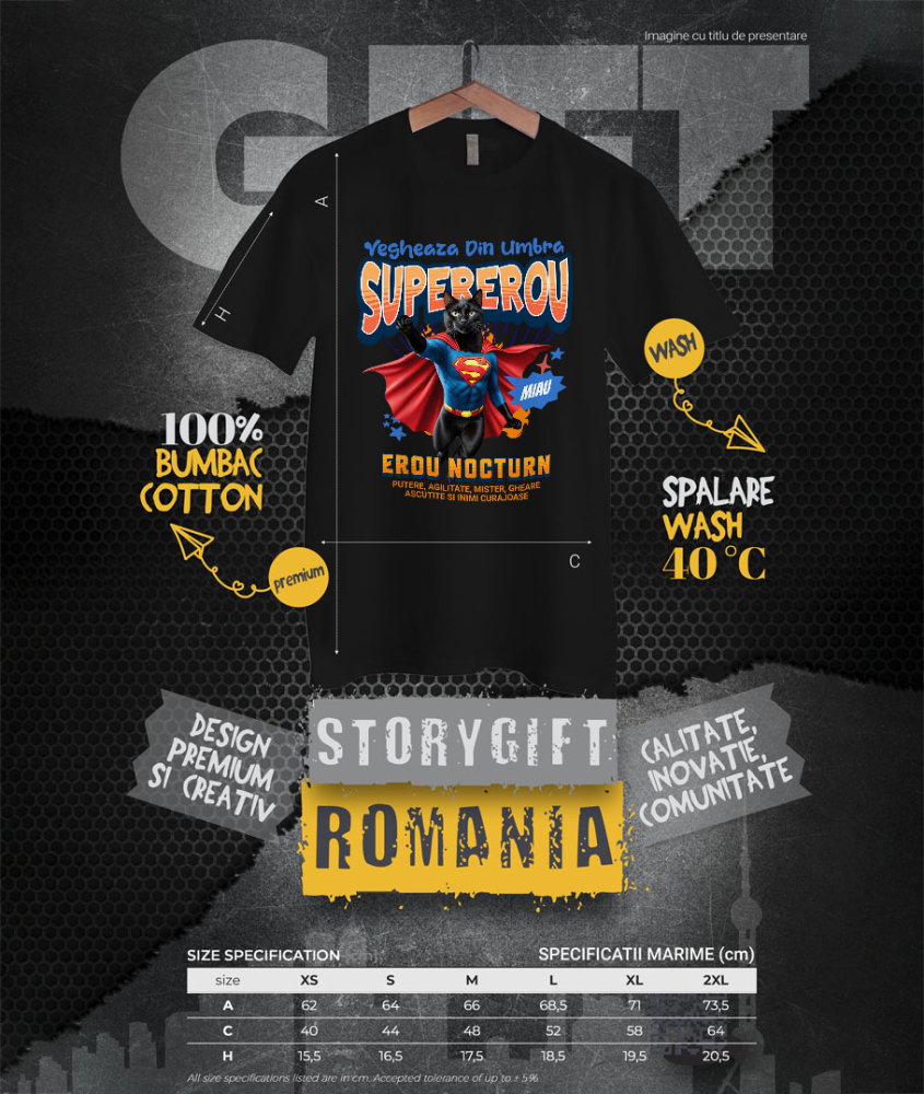 Tricou Femei, Barbati, Copii, Fata, Baiat, Unisex Personalizat Scottish Fold în Costum de Superman – Cadou pentru Iubitorii de Pisici [4]