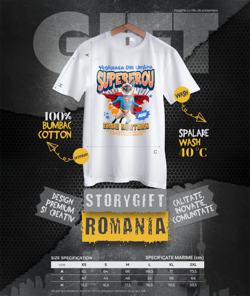 Tricou Femei, Barbati, Copii, Fata, Baiat, Unisex Personalizat Pisică Siameză Supererou – Design Personalizat pentru Iubitorii de Animale și Familie [4]