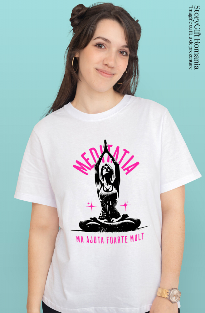 Tricou Femei, Barbati, Copii, Fata, Baiat, Unisex Personalizat Siluetă Femeie Yoga – Design Relaxare și Meditație pentru Cadouri Personalizate [2]