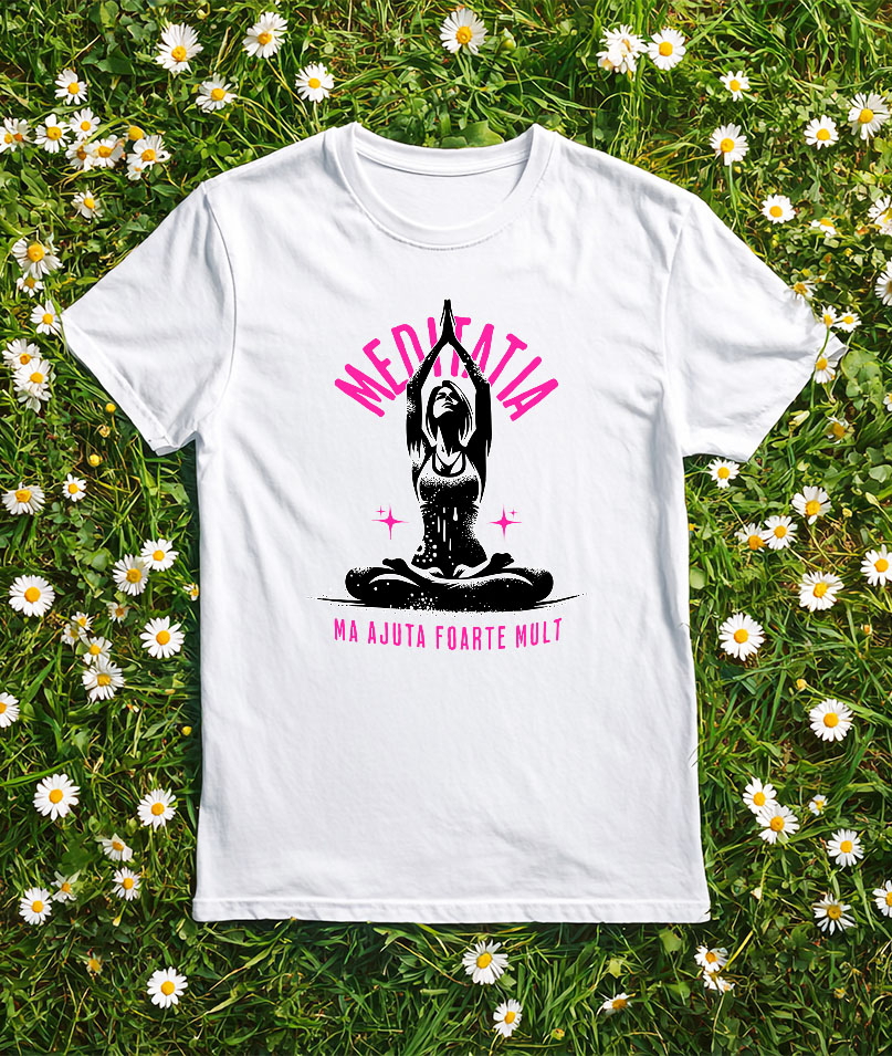 Tricou Femei, Barbati, Copii, Fata, Baiat, Unisex Personalizat Siluetă Femeie Yoga – Design Relaxare și Meditație pentru Cadouri Personalizate [3]