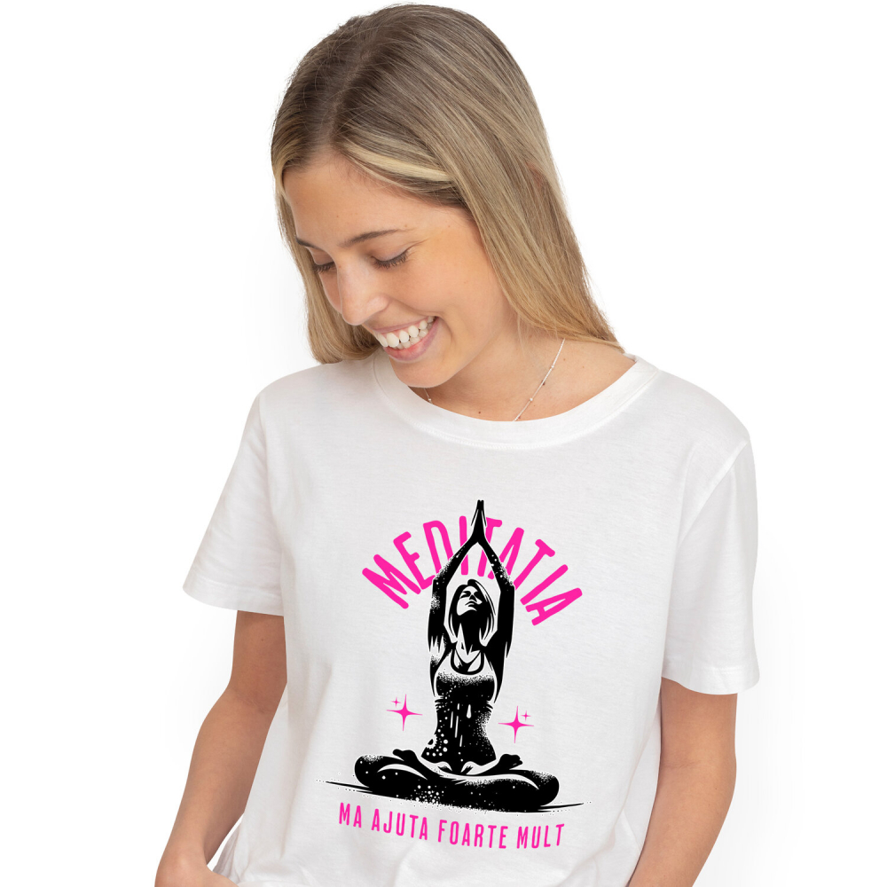 Tricou Femei, Barbati, Copii, Fata, Baiat, Unisex Personalizat Siluetă Femeie Yoga – Design Relaxare și Meditație pentru Cadouri Personalizate [1]