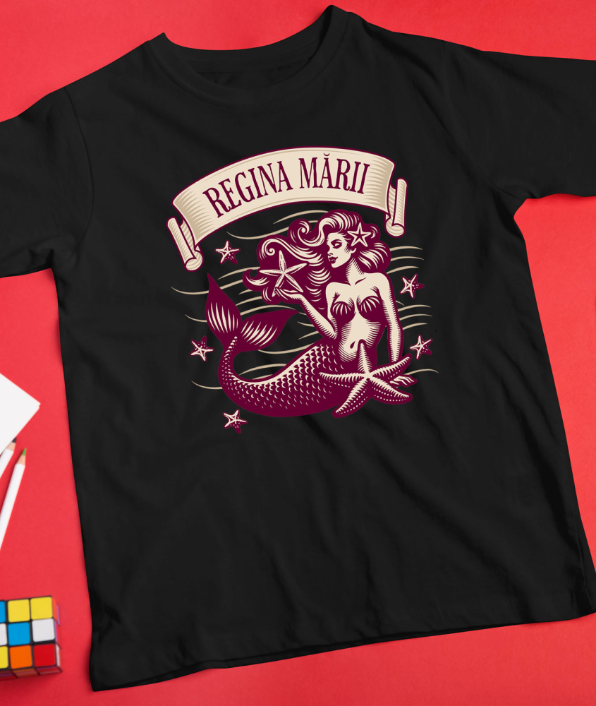 Tricou Femei, Barbati, Copii, Fata, Baiat, Unisex Personalizat "Produse personalizate pentru vacanță – Sirena cu stele de mare și regina mării în lumea acvatică" [3]