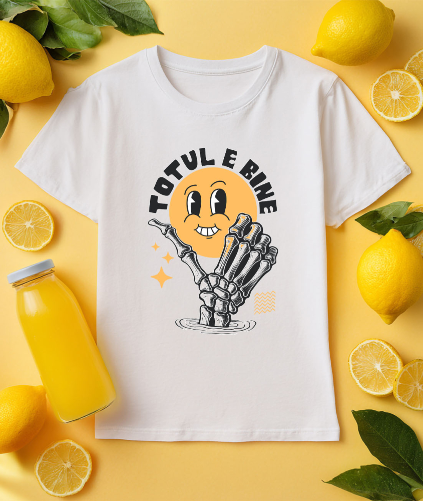 Tricou Femei, Barbati, Copii, Fata, Baiat, Unisex Personalizat Smiley Face Vesel și Mână Umană - Mesaj Incurajator „Totul E Bine” Cadou Motivațional [3]