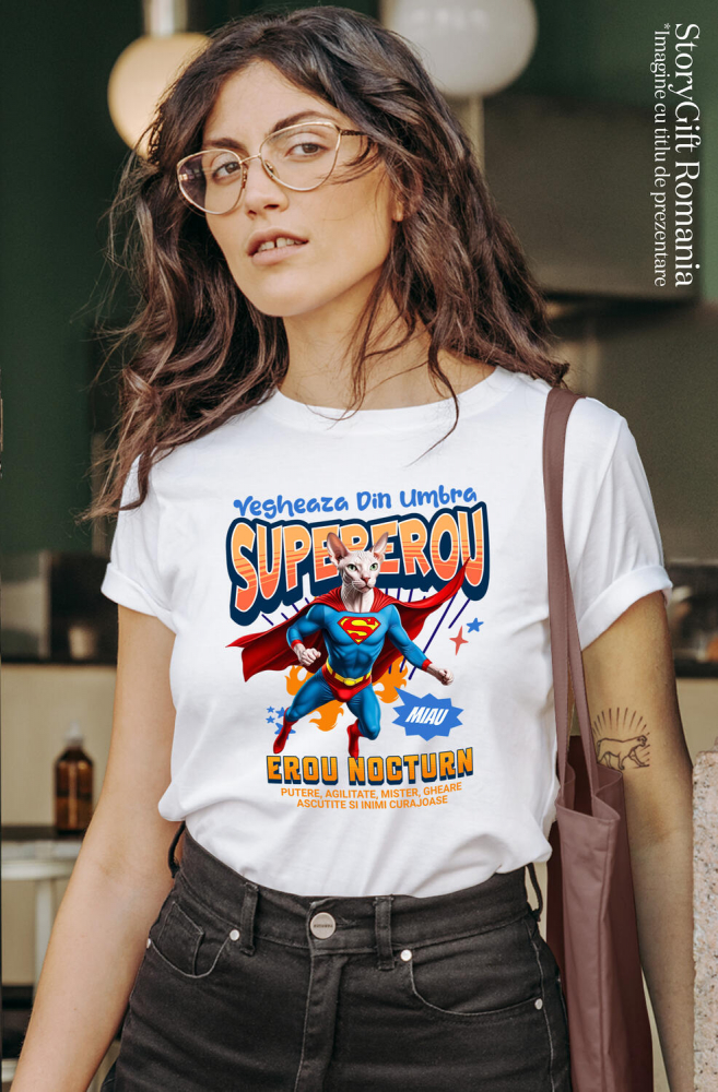 Tricou Femei, Barbati, Copii, Fata, Baiat, Unisex Personalizat Pisică Sphynx Supererou – Design Personalizat pentru Iubitorii de Animale și Familie [2]
