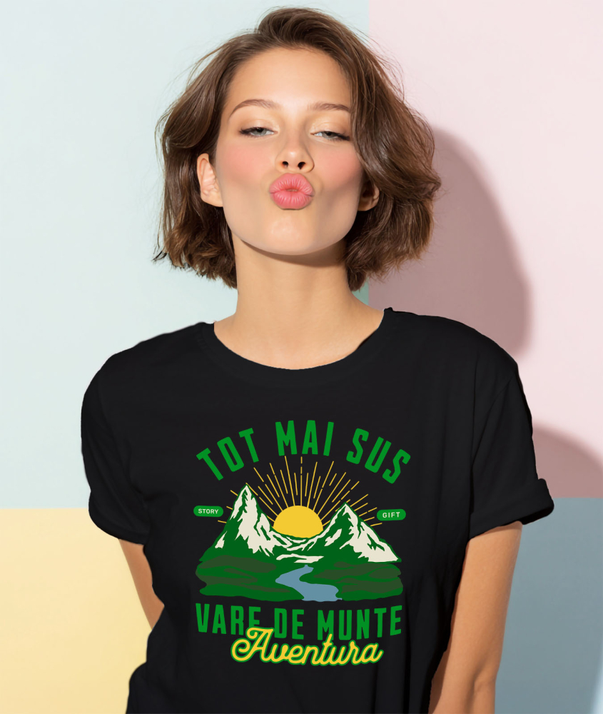 Tricou Femei, Barbati, Copii, Fata, Baiat, Unisex Personalizat "Aventura în Valea de Munte – Stâncă Înaltă și Natură Muntească" [2]