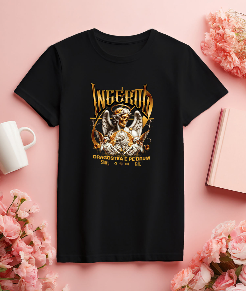 Tricou Femei, Barbati, Copii, Fata, Baiat, Unisex Personalizat Statuie Înger Cu Aripi și Trompete - Cadou Personalizat Dragoste | Valentine's Day [3]