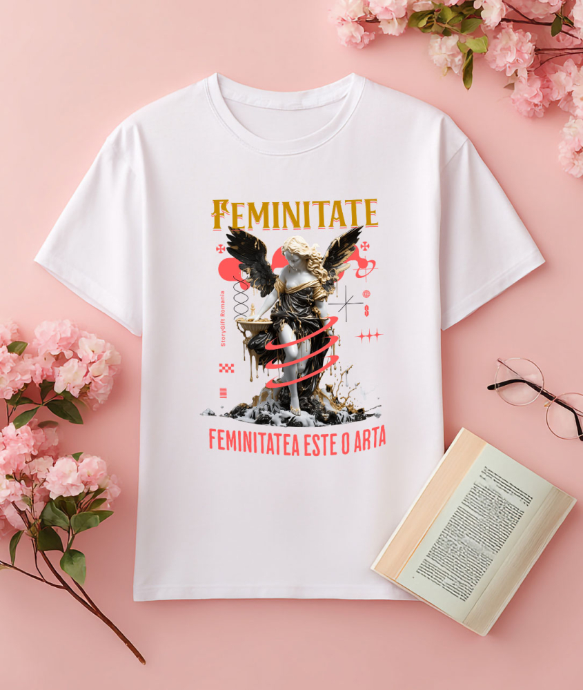 Tricou Femei, Barbati, Copii, Fata, Baiat, Unisex Personalizat Statuie Feminitate cu Aripi - Cadou Motivational pentru Femei [3]