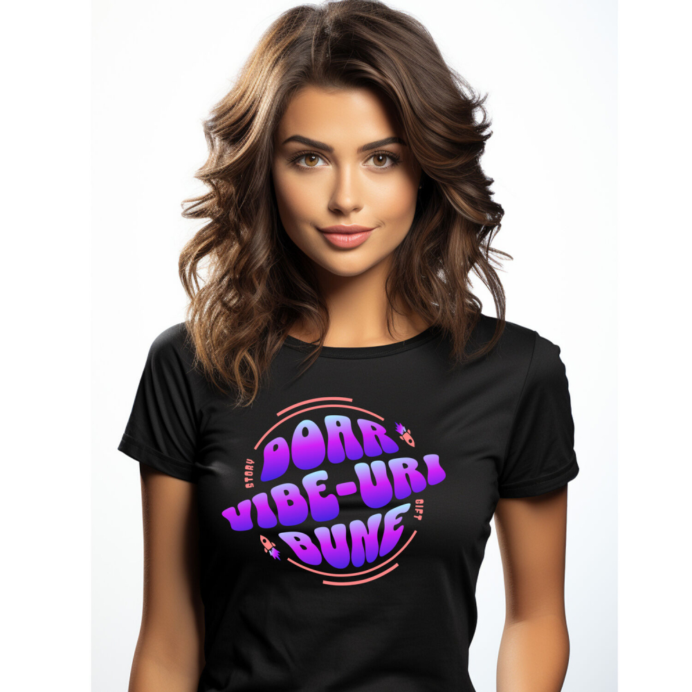 Tricou Femei, Barbati, Copii, Fata, Baiat, Unisex Personalizat Doar Vibe-uri Bune – Tricou Personalizat cu Mesaj Pozitiv [1]