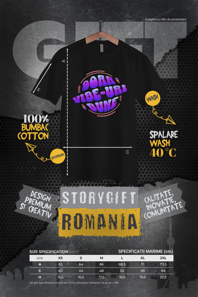 Tricou Femei, Barbati, Copii, Fata, Baiat, Unisex Personalizat Doar Vibe-uri Bune – Tricou Personalizat cu Mesaj Pozitiv [4]