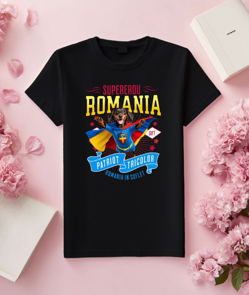 Tricou Femei, Barbati, Copii, Fata, Baiat, Unisex Personalizat Teckel / Dachshund în Costum de Căpitan România – Cadou Personalizat pentru Iubitorii de Câini [3]