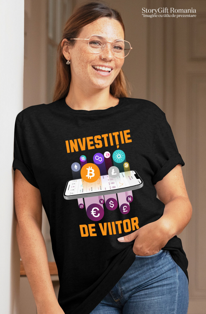 Tricou Femei, Barbati, Copii, Fata, Baiat, Unisex Personalizat Telefon cu Criptomonede Bitcoin – „Investiție de Viitor” – Cadou Personalizat pentru Familie, Tati, Copii, Prieteni [2]