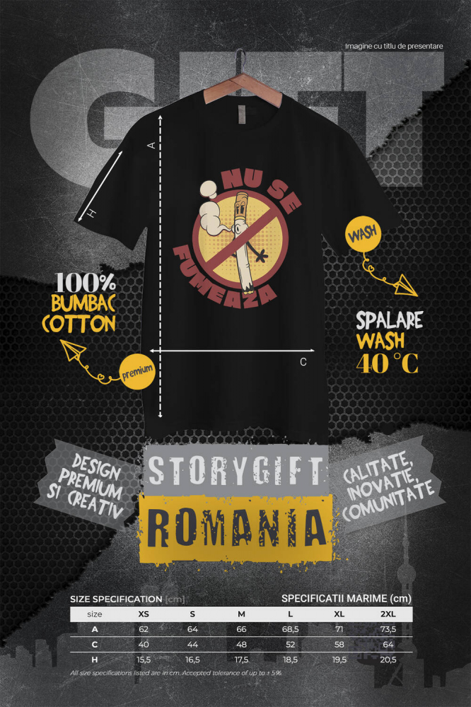 Tricou Femei, Barbati, Copii, Fata, Baiat, Unisex Personalizat Semn Interzis și Țigară Fumând - Mesaj Anti-Fumat pentru un Stil de Viață Sănătos [4]