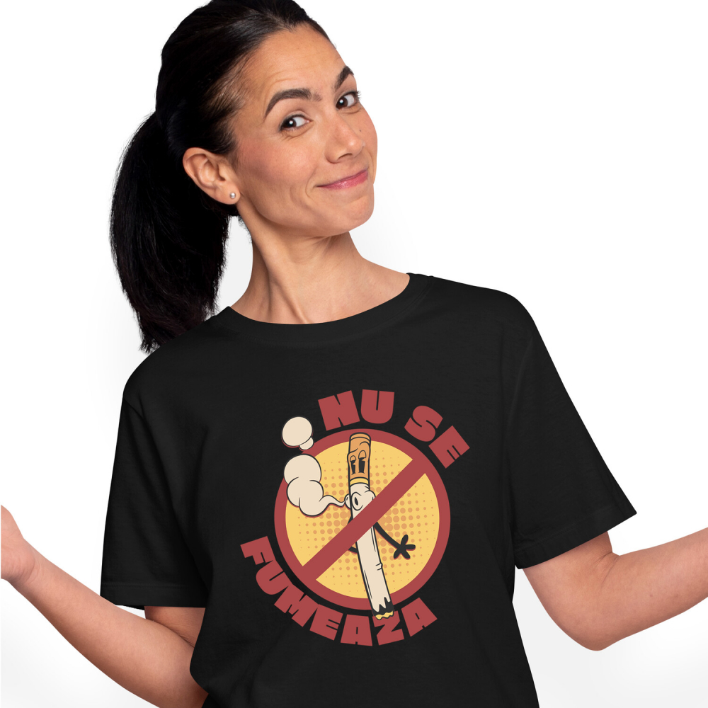 Tricou Femei, Barbati, Copii, Fata, Baiat, Unisex Personalizat Semn Interzis și Țigară Fumând - Mesaj Anti-Fumat pentru un Stil de Viață Sănătos [1]