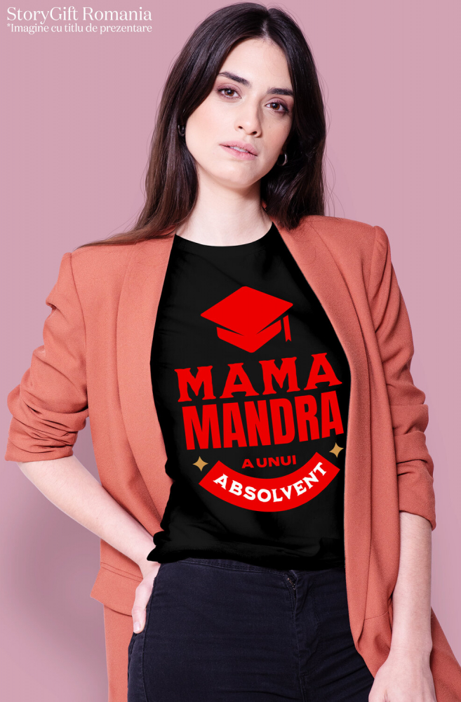 Tricou Femei, Barbati, Copii, Fata, Baiat, Unisex Personalizat Toca Absolvire - Mama Mândră de Un Absolvent | Cadou Educație și Familie [2]