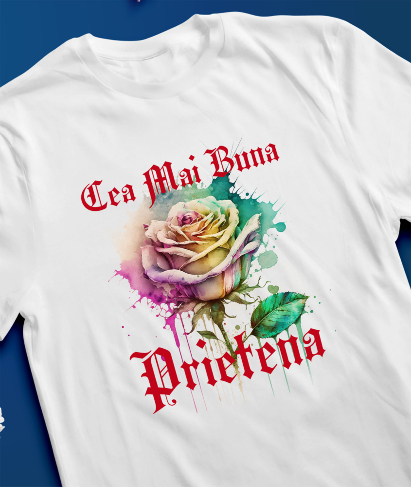 Tricou Femei, Barbati, Copii, Fata, Baiat, Unisex Personalizat Trandafir Colorat Arta Pictura Curgătoare pentru Cea Mai Bună Prietenă | Cadouri Personalizate pentru Familie și Prieteni [3]