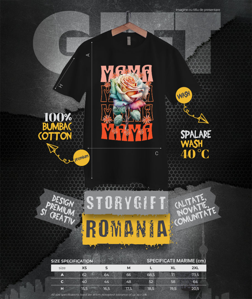 Tricou Femei, Barbati, Copii, Fata, Baiat, Unisex Personalizat Trandafir Multicolor - „Mama, Cea Mai Bună Femeie” | Cadou Special [4]