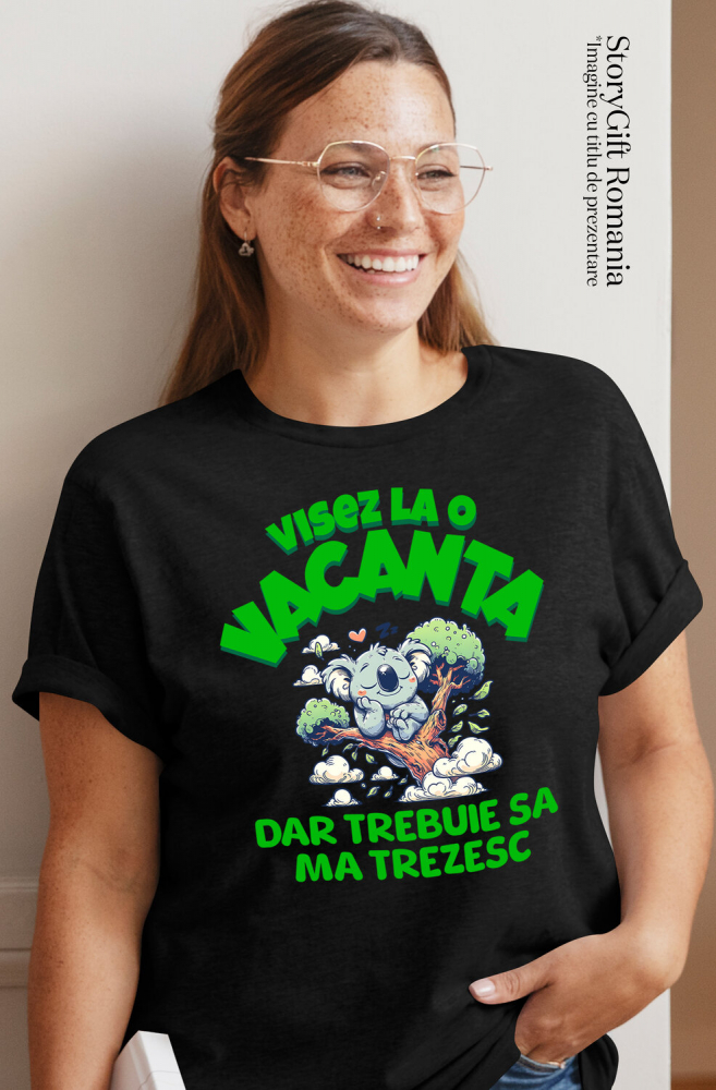 Tricou Femei, Barbati, Copii, Fata, Baiat, Unisex Personalizat Urs Koala Dormind în Copac - Cadou Personalizat Relaxant pentru Copii și Familie [2]