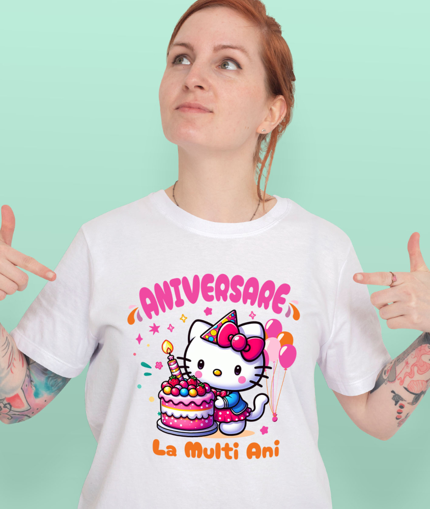 Tricou Femei cu Zi de Nastere Magica cu Hello Kitty 100% Bumbac, Alb, XS [2]