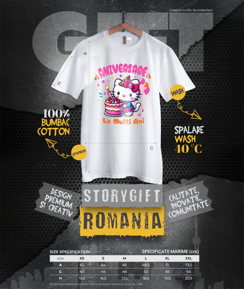 Tricou Femei cu Zi de Nastere Magica cu Hello Kitty 100% Bumbac, Alb, XS [4]