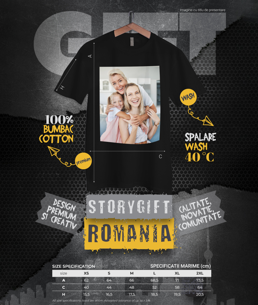 Tricou Femei personalizat cu poza / fotografie 100% Bumbac, Negru, XL [4]