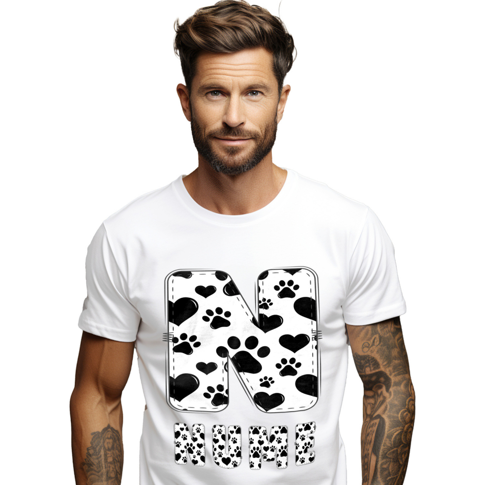 Tricou Personalizat Barbati Pentru Iubitorii De Animale, Laubuta, Text Personalizat, Culoare Alb Negru, Caine, Alb, 100% Bumbac, Marime XS [1]