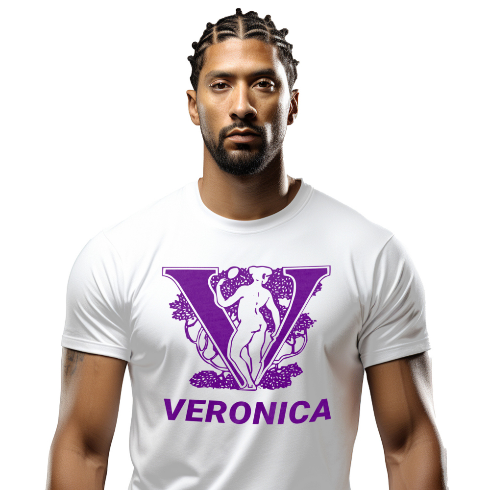 Tricou Personalizat Barbati Pentru Iubitorii De Arata Greceasca, Text Nume Personalizat, Statuie, Culoare Mov, Alb, 100% Bumbac, Marime XS [1]