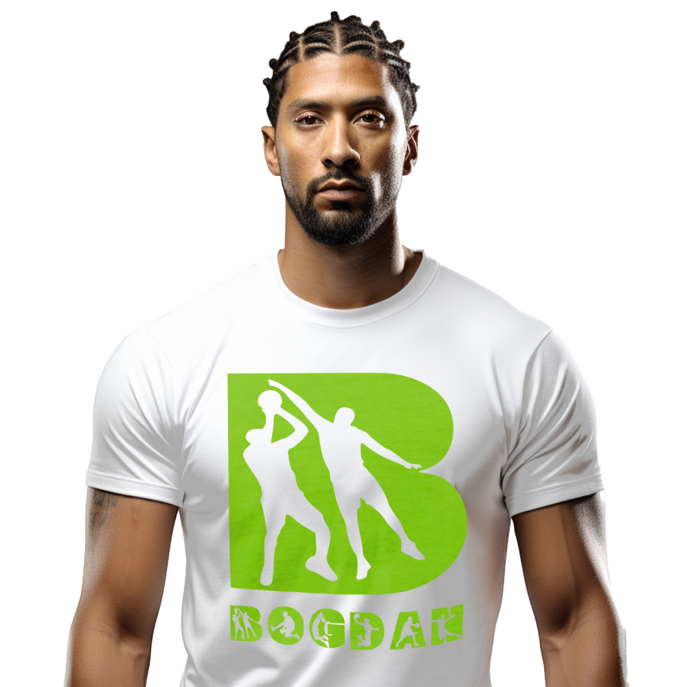 Tricou Personalizat Barbati Pentru Iubitorii De Bascketball, Minge, Siluete Sportivi, Text Nume Personalizat, Copii, Culoare Verde, Alb, 100% Bumbac, Marime XS [1]