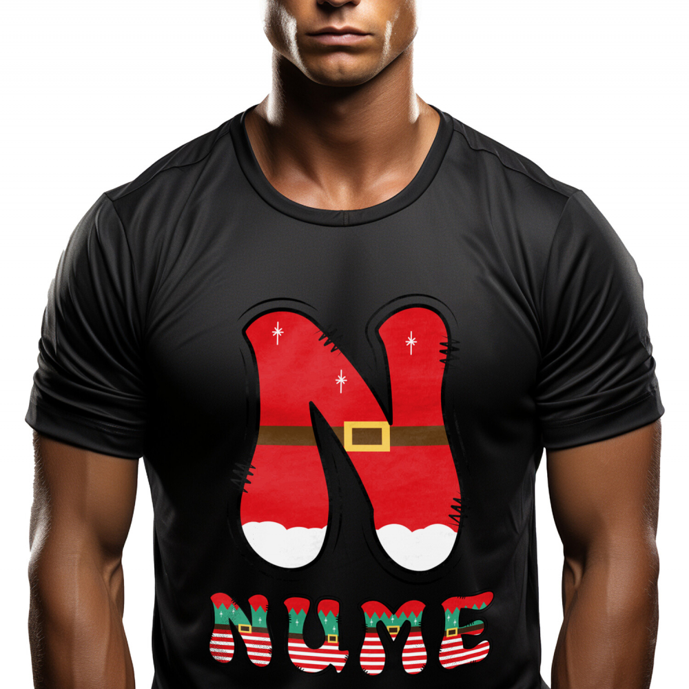 Tricou Personalizat Barbati Pentru Iubitorii De Craciun, Mos Craciun, Text Nume Personalizat, Copii, Culoare Rosu, alb, Verde, Negru, 100% Bumbac, Marime XL [1]