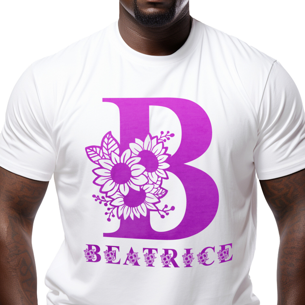 Tricou Personalizat Barbati Pentru Iubitorii De Flori, Natura, Text Nume Personalizat, Dragoste, Culoare Mov, Alb, 100% Bumbac, Marime XS [1]