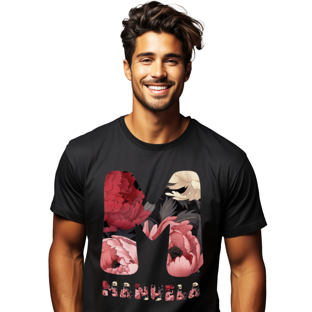 Tricou Personalizat Barbati Pentru Iubitorii De Flori, Natura, Text Nume Personalizat, Dragoste, Culoare Multicolor, Negru, 100% Bumbac, Marime L [1]