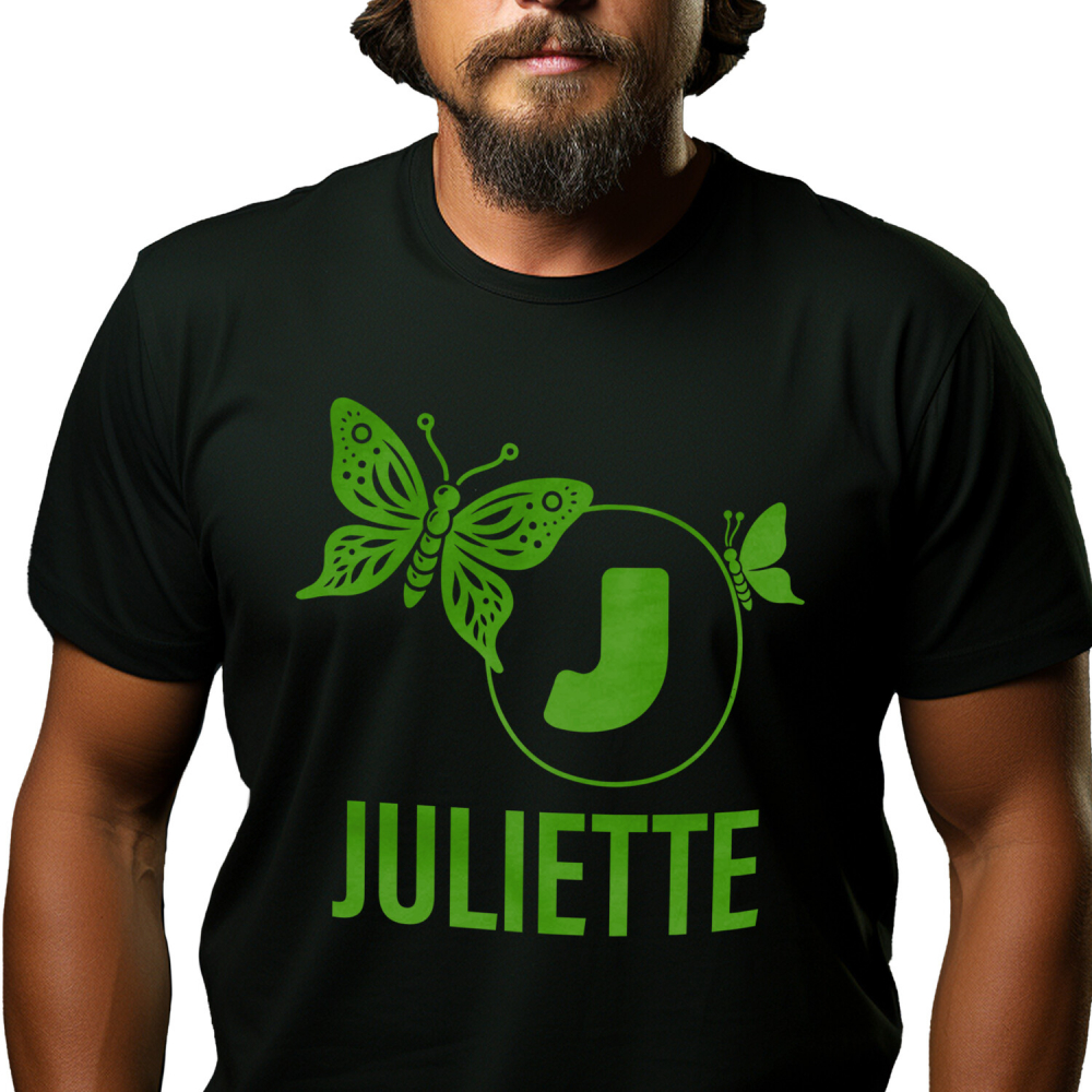 Tricou Personalizat Barbati Pentru Iubitorii De Fluturi, Fiinta Zburatoare, Text Nume Personalizat, Culoare Verde, Negru, 100% Bumbac, Marime L [1]