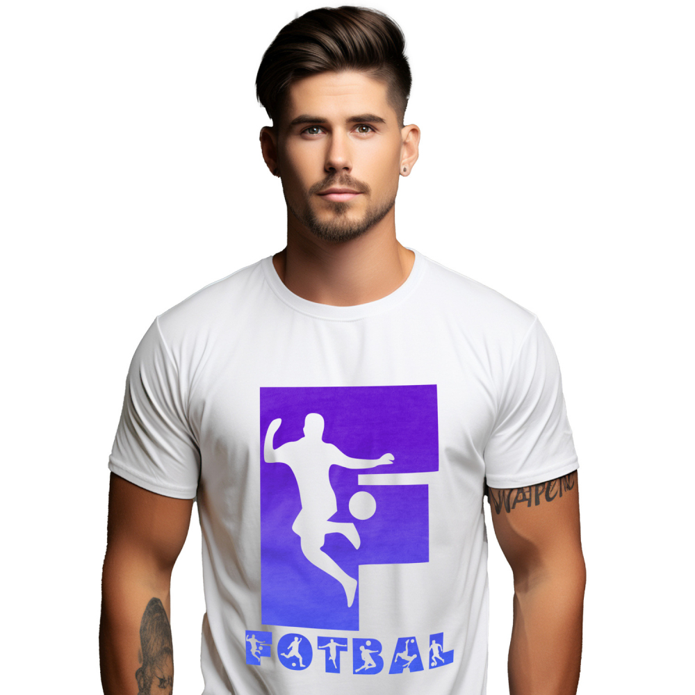 Tricou Personalizat Barbati Pentru Iubitorii De Fotbal, Minge, Silueta Sportiv, Text Nume Personalizat, Copii, Culoare Albastru, Alb, 100% Bumbac, Marime XS [1]