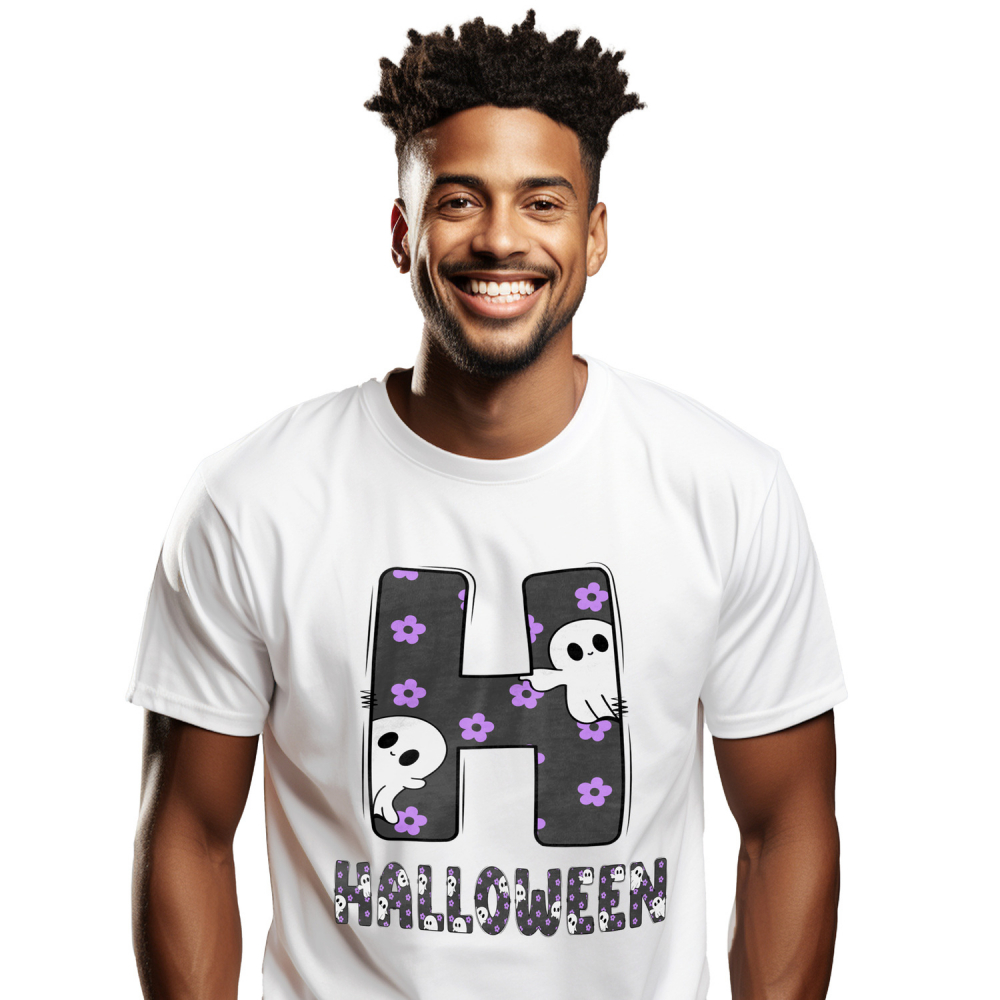 Tricou Personalizat Barbati Pentru Iubitorii De Hallowen, Fantome, Text Nume Personalizat, Copii, Culoare Negru, Alb, 100% Bumbac, Marime XS [1]