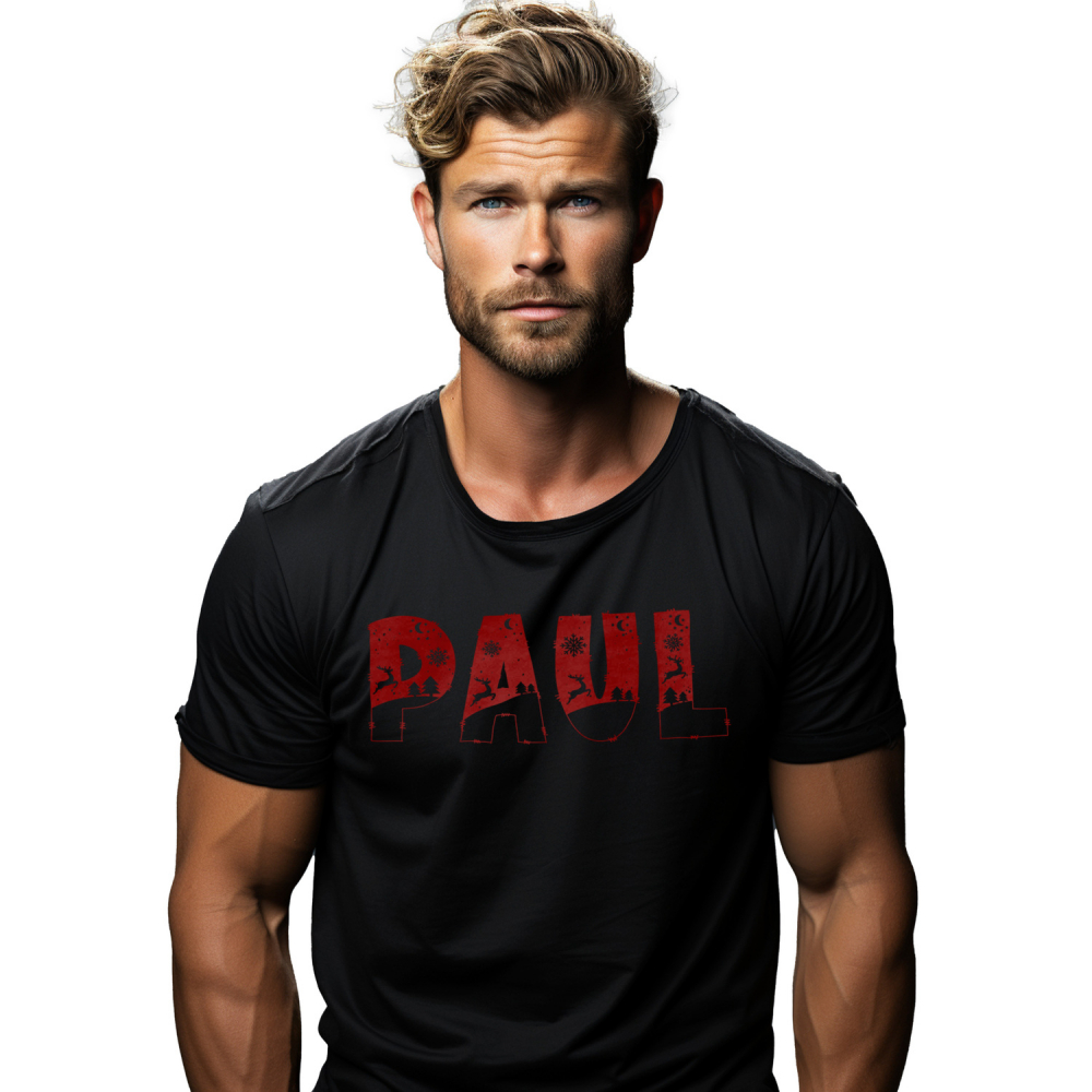 Tricou Personalizat Barbati Pentru Iubitorii De Iarna, Cangur, Fulgi De Nea, Text Nume Personalizat, Copii, Culoare Rosu, Negru, 100% Bumbac, Marime S [1]