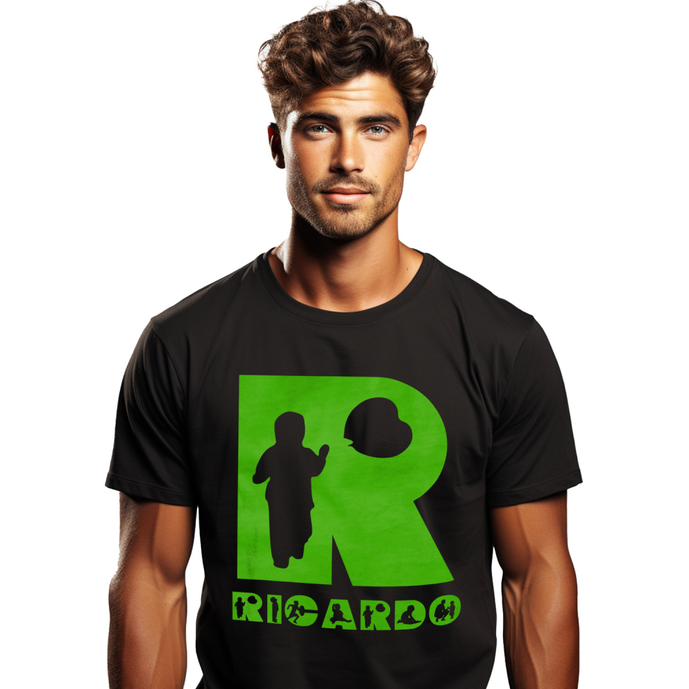 Tricou Personalizat Barbati Pentru Iubitorii De Joc Afara, Zmeu, Parinte, Text Nume Personalizat, copii, Culoare Verde, Negru, 100% Bumbac, Marime L [1]
