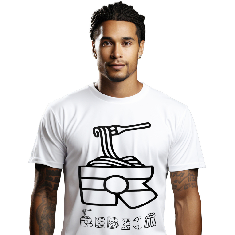 Tricou Personalizat Barbati Pentru Iubitorii De Mancare, Noodles, Pizza, Croasant, Text Nume Personalizat, Culoare Negru, Alb, 100% Bumbac, Marime L [1]