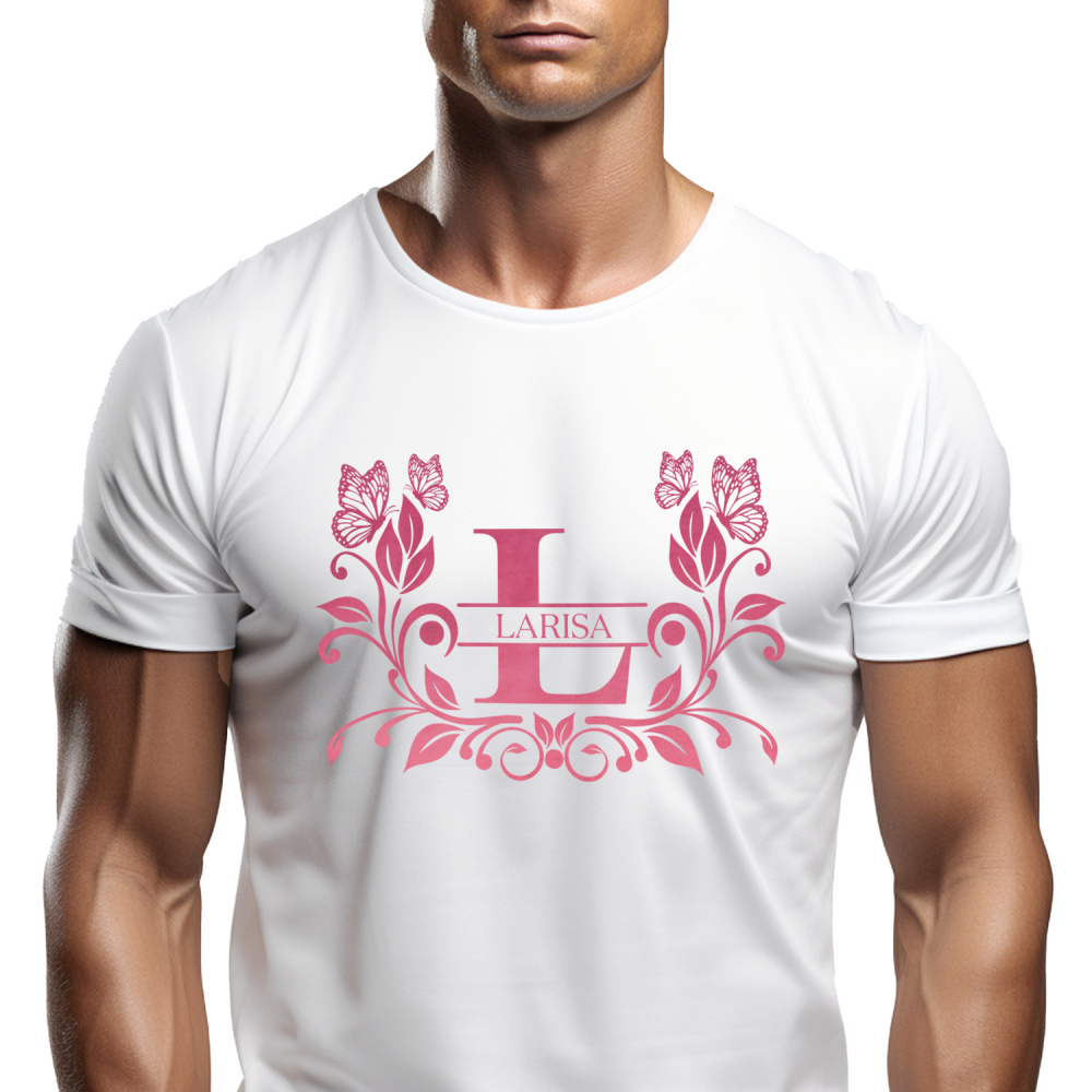 Tricou Personalizat Barbati Pentru Iubitorii De Plante, Fluture Natura, Text Nume Personalizat, Dragoste, Culoare Rosu, Alb, 100% Bumbac, Marime XS [1]