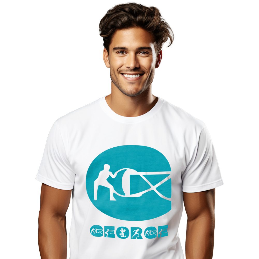 Tricou Personalizat Barbati Pentru Iubitorii De Sport, Sala Fitness, Text Nume Personalizat, Culoare Albastru, Alb, 100% Bumbac, Marime XS [1]