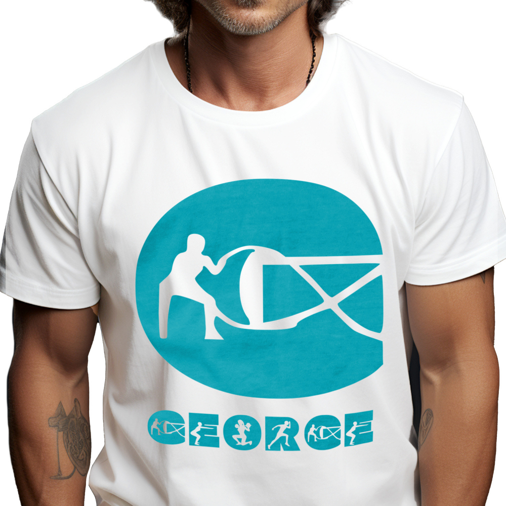 Tricou Personalizat Barbati Pentru Iubitorii De Sport, Siluete Umane, Sala Fitness, Text Nume Personalizat, Culoare Albastru, Alb, 100% Bumbac, Marime XS [1]