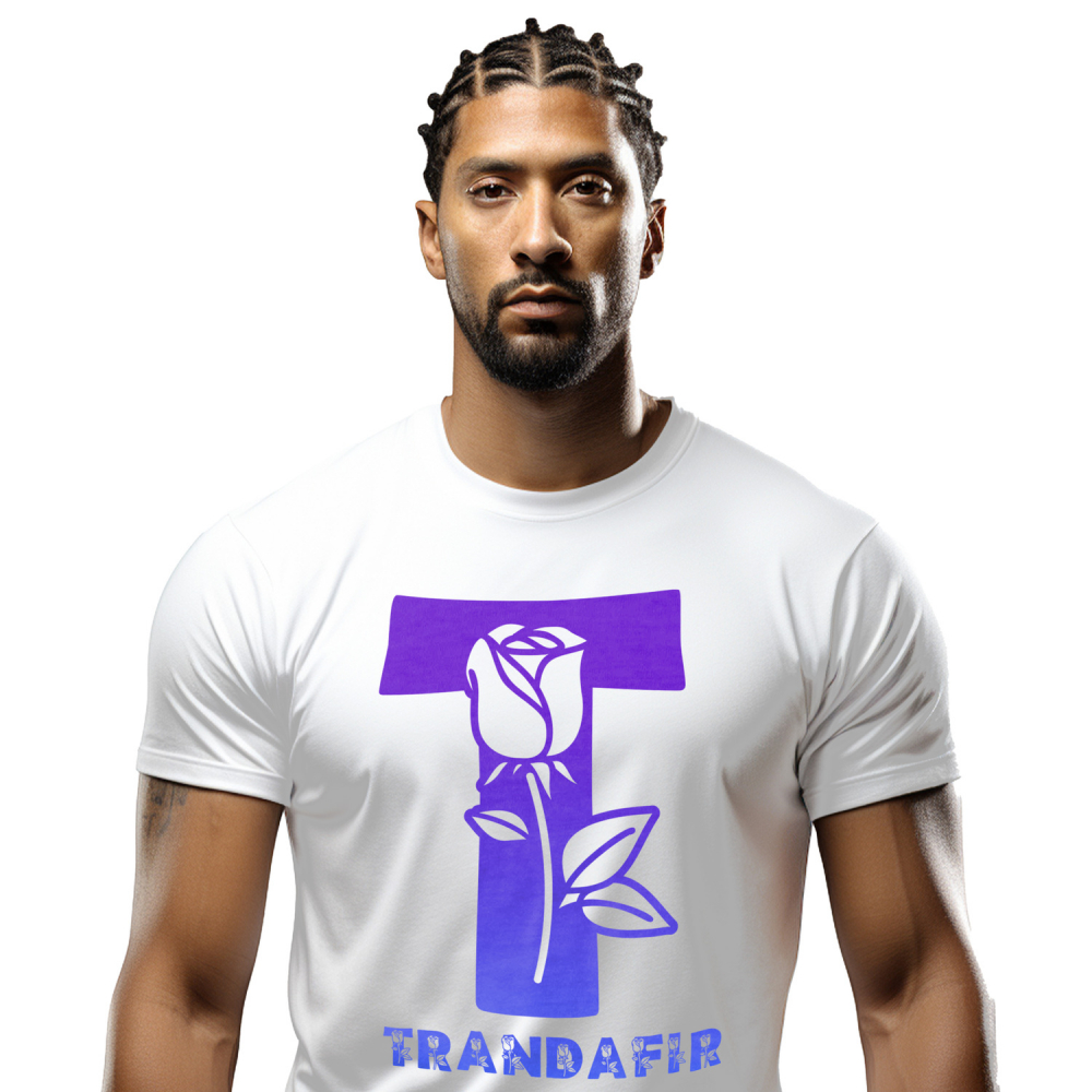 Tricou Personalizat Barbati Pentru Iubitorii De Trandafir, Flori, Natura, Text Nume Personalizat, Dragoste, Culoare Albastru, Alb, 100% Bumbac, Marime XS [1]