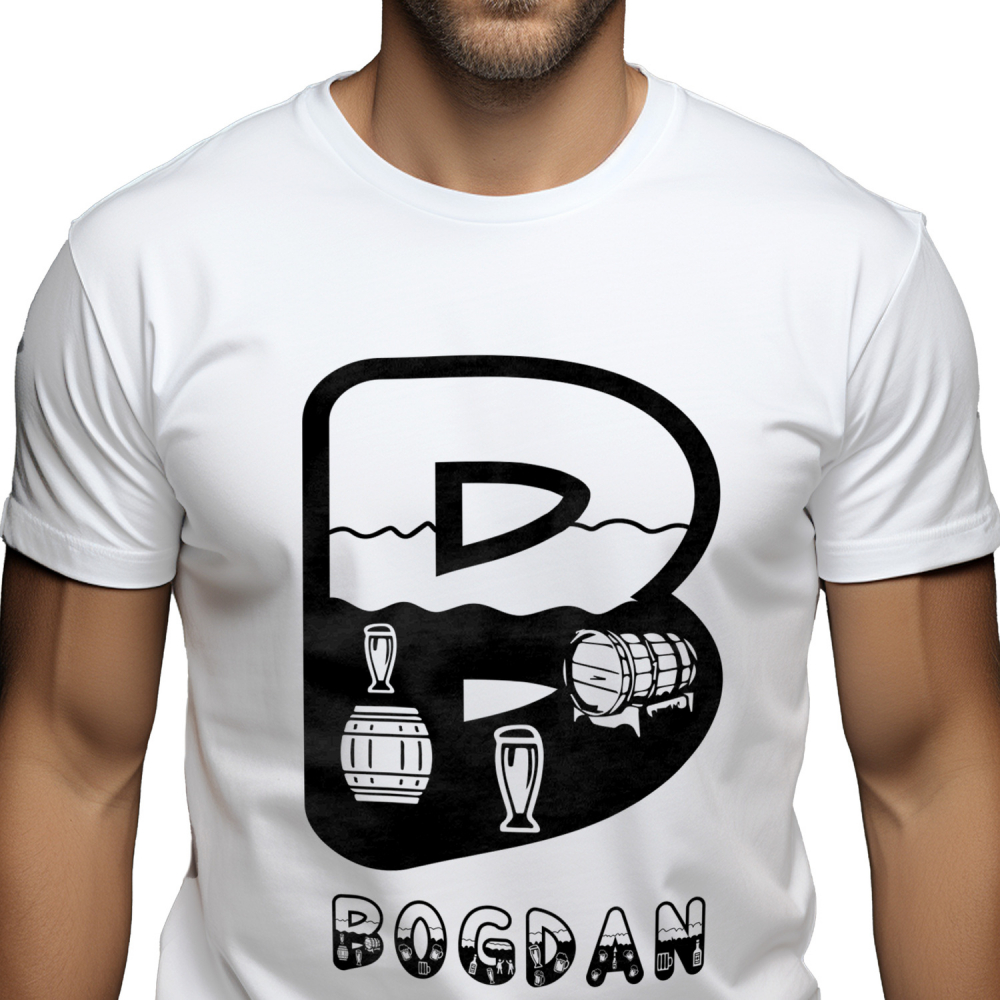 Tricou Personalizat Barbati Pentru Iubitorii De Vin, Butoaie Din Lemn, Text Nume Personalizat, Culoare Negru, Alb, 100% Bumbac, Marime L [1]