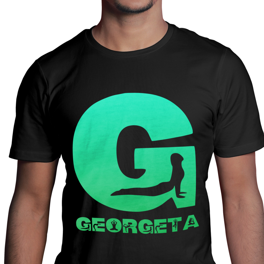 Tricou Personalizat Barbati Pentru Iubitorii De Yoga, relaxare, Meditatie, Text Nume Personalizat, Culoare Verde, Negru, 100% Bumbac, Marime XS [1]