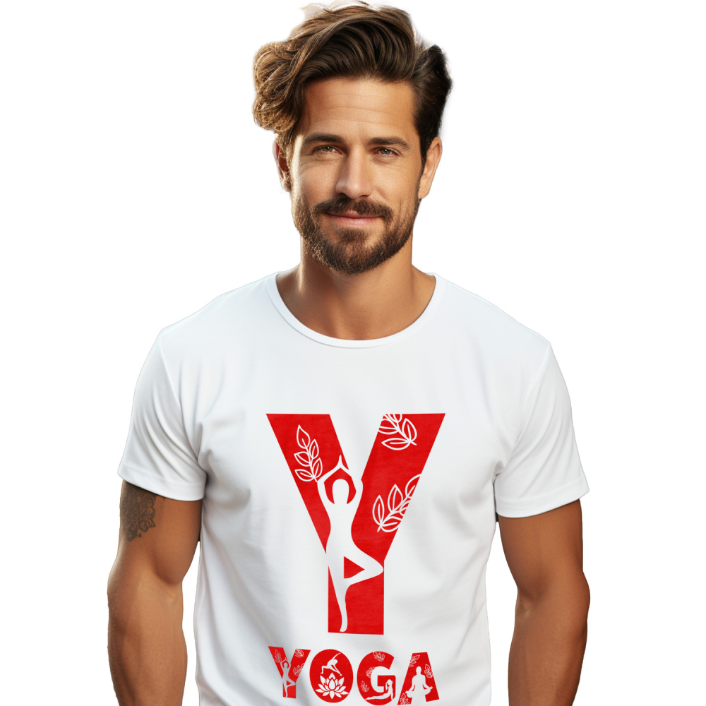 Tricou Personalizat Barbati Pentru Iubitorii De Yoga, Sportiva, Text Nume Personalizat, Copii, Culoare Rosu, Alb, 100% Bumbac, Marime XS [1]