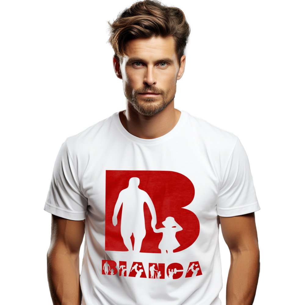 Tricou Personalizat Barbati Pentru Tata Si Copil, Familie, Text Nume Personalizat, Dragoste, Culoare Rosu, Alb, 100% Bumbac, Marime XS [1]