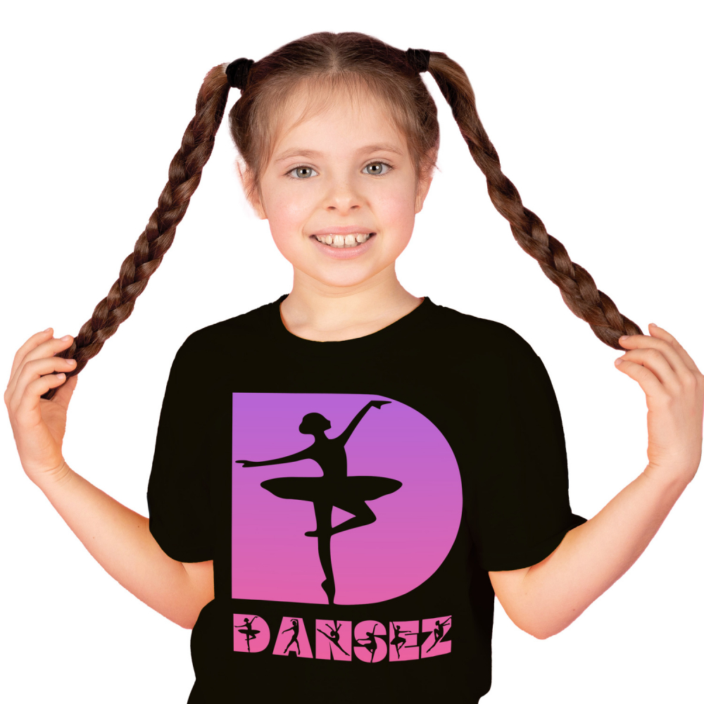 Tricou Personalizat Copii Pentru Iubitorii De Balet, Silueta Dansatoare, Text Nume Personalizat, Copii, Culoare Roz, Negru, 100% Bumbac, Marime 4 Ani [1]